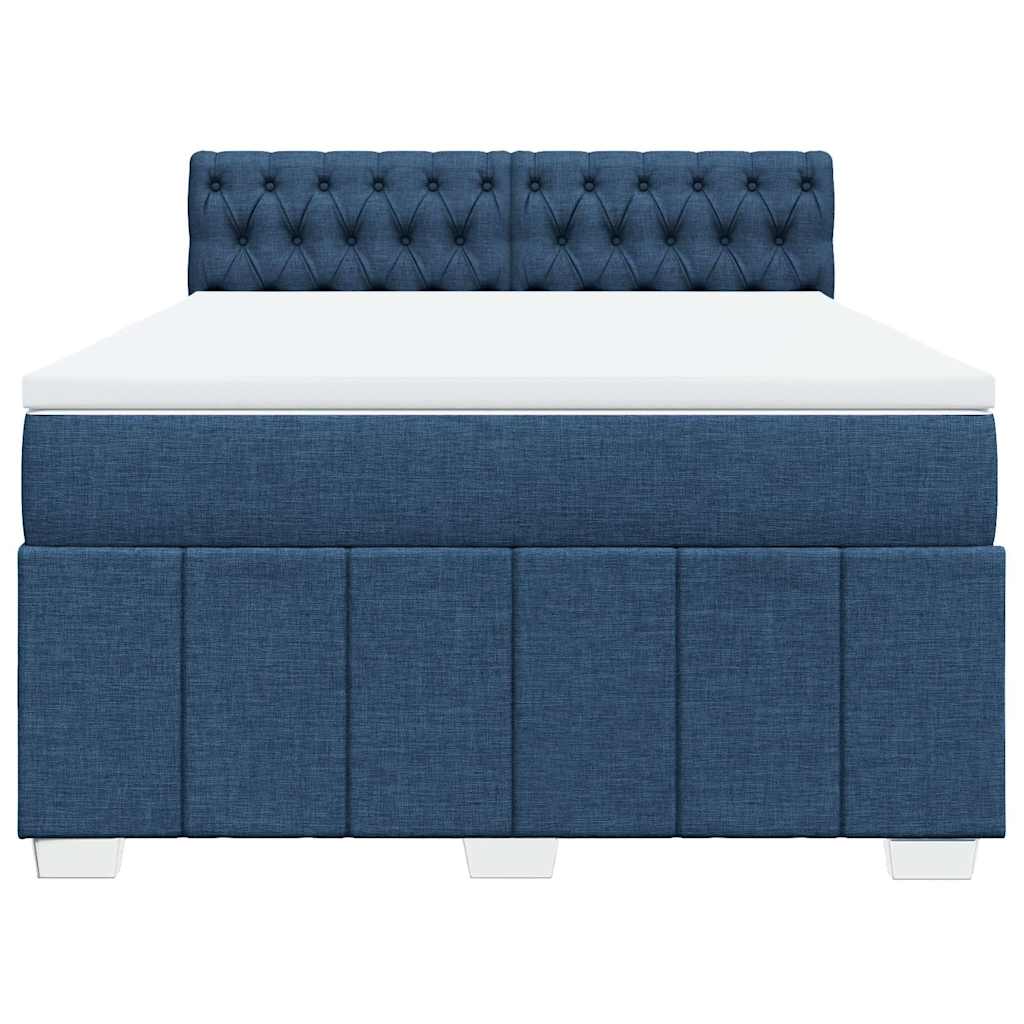 Κρεβάτι Boxspring με Στρώμα Μπλε 140x200 εκ. Υφασμάτινο