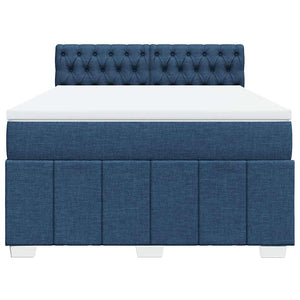 Κρεβάτι Boxspring με Στρώμα Μπλε 140x200 εκ. Υφασμάτινο