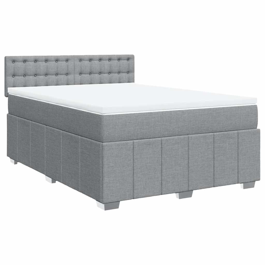 Κρεβάτι Boxspring με Στρώμα Ανοιχτό Γκρι 140x200 εκ. Υφασμάτινο