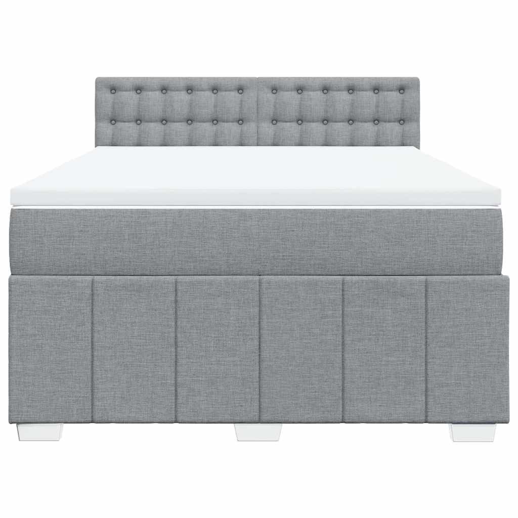 Κρεβάτι Boxspring με Στρώμα Ανοιχτό Γκρι 140x200 εκ. Υφασμάτινο