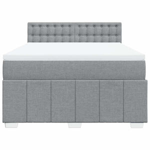 Κρεβάτι Boxspring με Στρώμα Ανοιχτό Γκρι 140x200 εκ. Υφασμάτινο