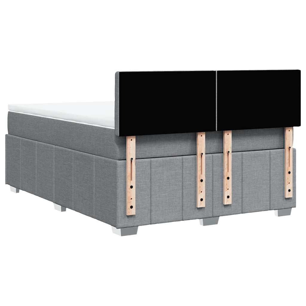 Κρεβάτι Boxspring με Στρώμα Ανοιχτό Γκρι 140x200 εκ. Υφασμάτινο