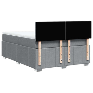 Κρεβάτι Boxspring με Στρώμα Ανοιχτό Γκρι 140x200 εκ. Υφασμάτινο