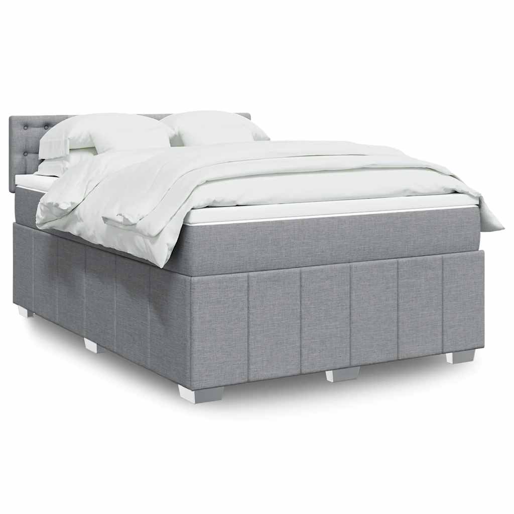 Κρεβάτι Boxspring με Στρώμα Ανοιχτό Γκρι 140x200 εκ. Υφασμάτινο
