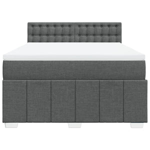 Κρεβάτι Boxspring με Στρώμα Σκούρο Γκρι 140x200 εκ Υφασμάτινο - Pakobazaar