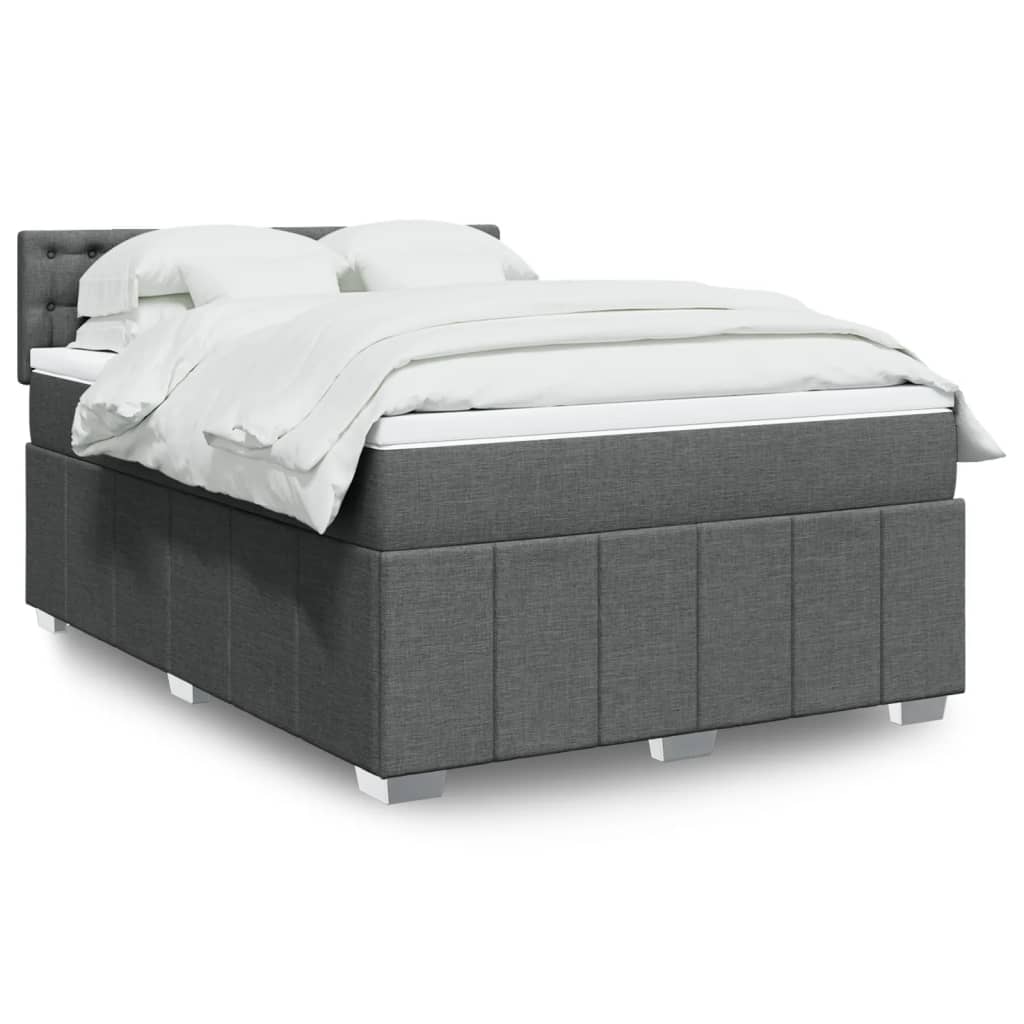 Κρεβάτι Boxspring με Στρώμα Σκούρο Γκρι 140x200 εκ Υφασμάτινο - Pakobazaar