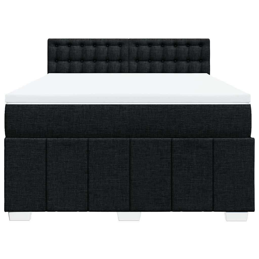 Κρεβάτι Boxspring με Στρώμα Μαύρο 140x200 εκ. Υφασμάτινο - Pakobazaar