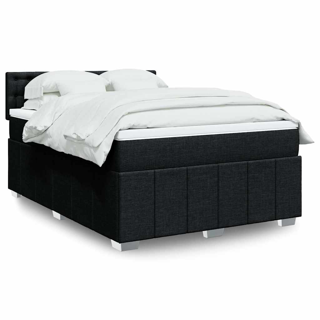 Κρεβάτι Boxspring με Στρώμα Μαύρο 140x200 εκ. Υφασμάτινο - Pakobazaar