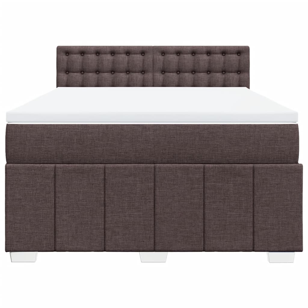 Κρεβάτι Boxspring με Στρώμα Σκούρο Καφέ 140x200 εκ Υφασμάτινο