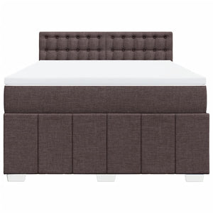 Κρεβάτι Boxspring με Στρώμα Σκούρο Καφέ 140x200 εκ Υφασμάτινο