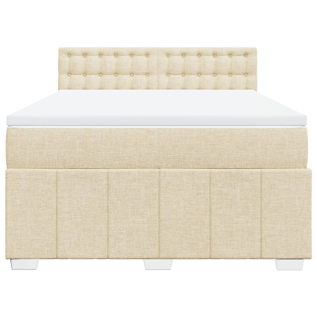Κρεβάτι Boxspring με Στρώμα Κρεμ 140x200 εκ. Υφασμάτινο - Pakobazaar