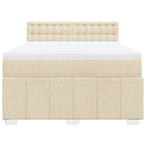 Κρεβάτι Boxspring με Στρώμα Κρεμ 140x200 εκ. Υφασμάτινο - Pakobazaar