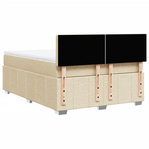 Κρεβάτι Boxspring με Στρώμα Κρεμ 140x200 εκ. Υφασμάτινο - Pakobazaar