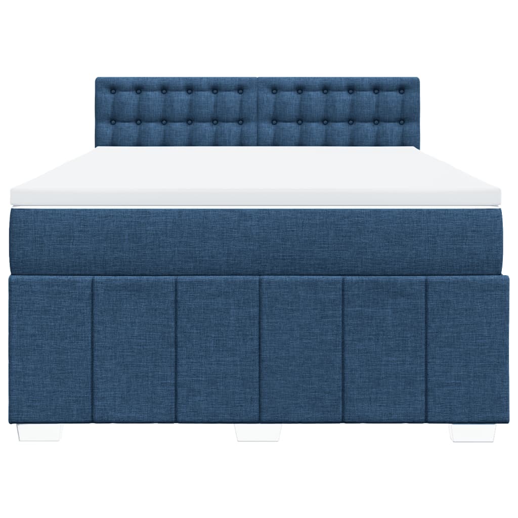 Κρεβάτι Boxspring με Στρώμα Μπλε 140x200 εκ. Υφασμάτινο - Pakobazaar