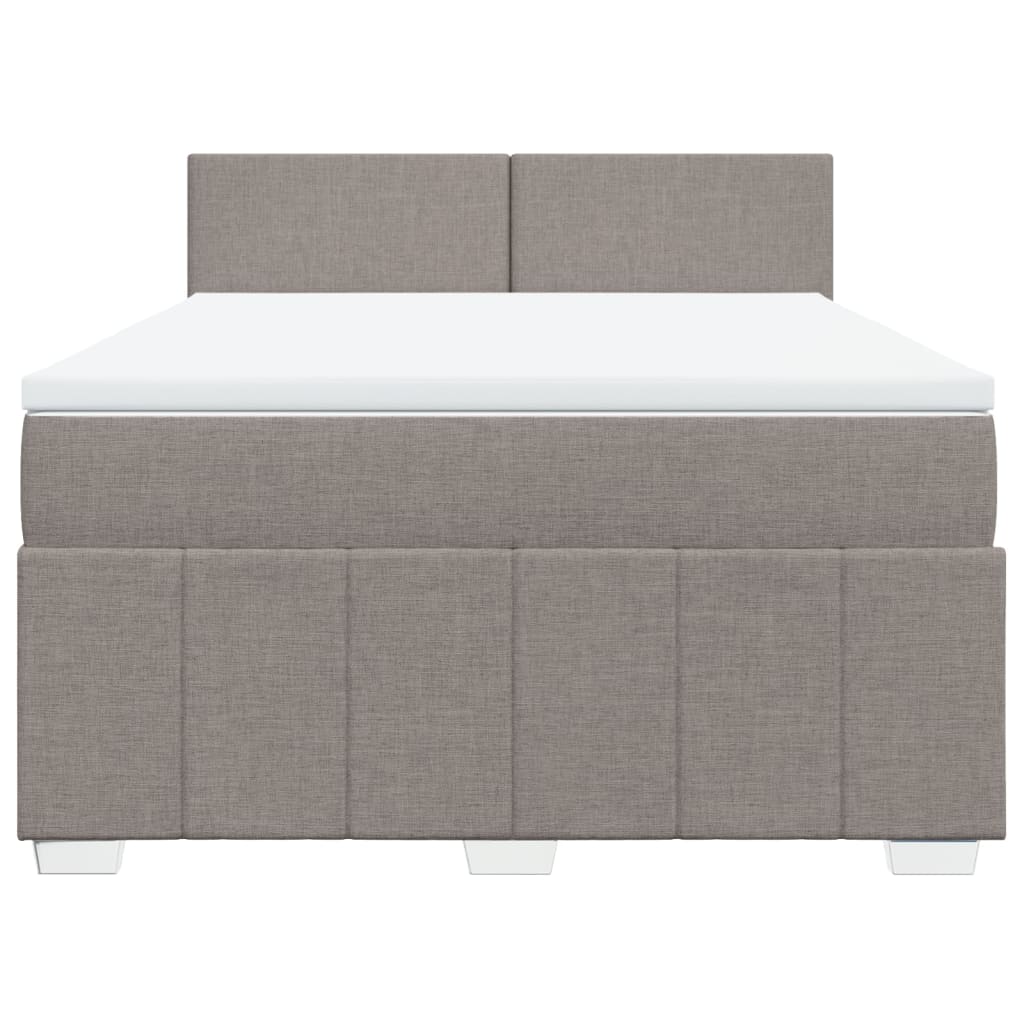 Κρεβάτι Boxspring με Στρώμα Taupe 160x200 εκ. Υφασμάτινο - Pakobazaar