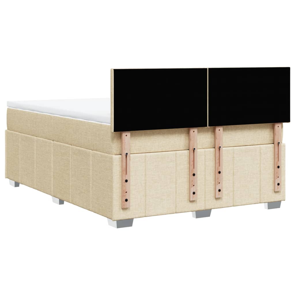 Κρεβάτι Boxspring με Στρώμα Κρεμ 160x200 εκ. Υφασμάτινο - Pakobazaar
