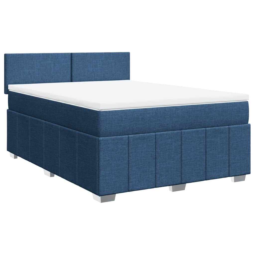 Κρεβάτι Boxspring με Στρώμα Μπλε 160x200 εκ. Υφασμάτινο - Pakobazaar