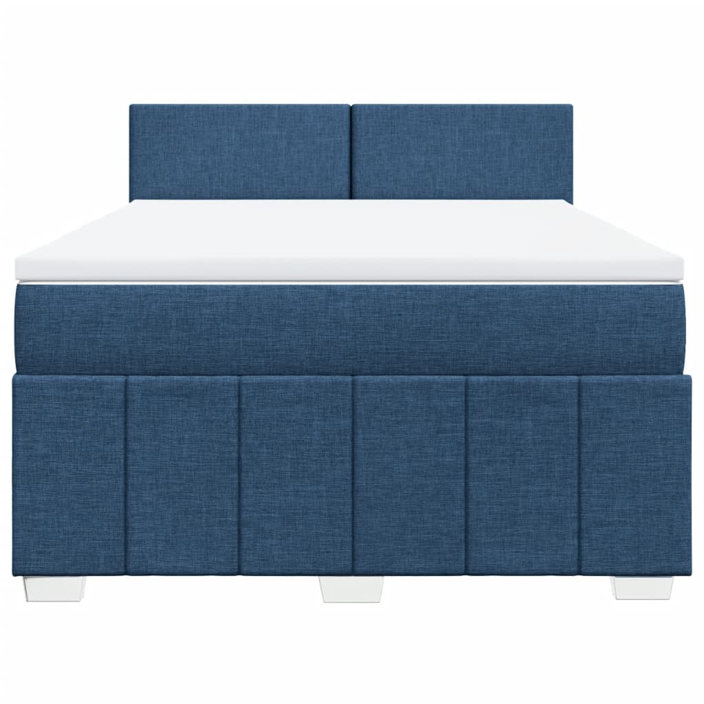 Κρεβάτι Boxspring με Στρώμα Μπλε 160x200 εκ. Υφασμάτινο - Pakobazaar
