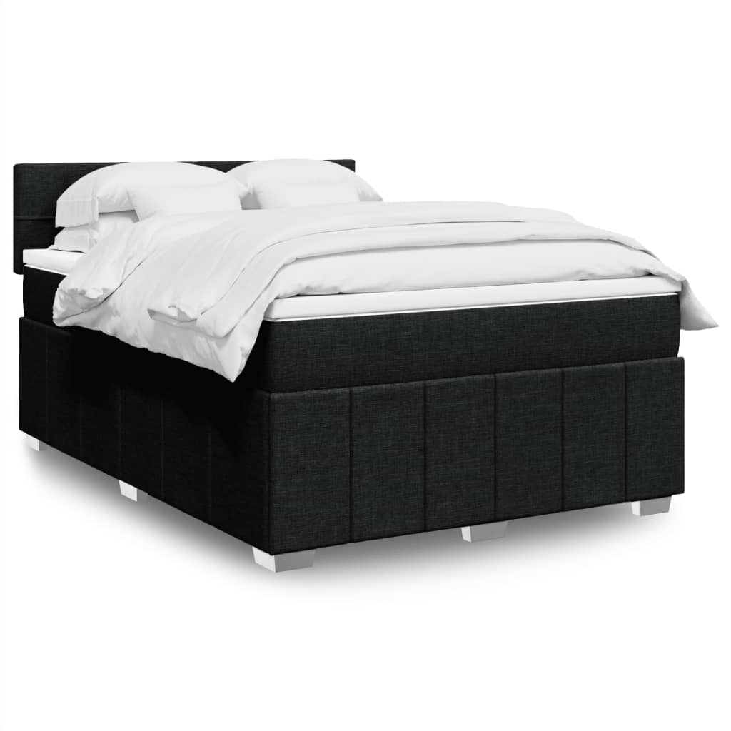 Κρεβάτι Boxspring με Στρώμα Μαύρο 160x200 εκ. Υφασμάτινο - Pakobazaar