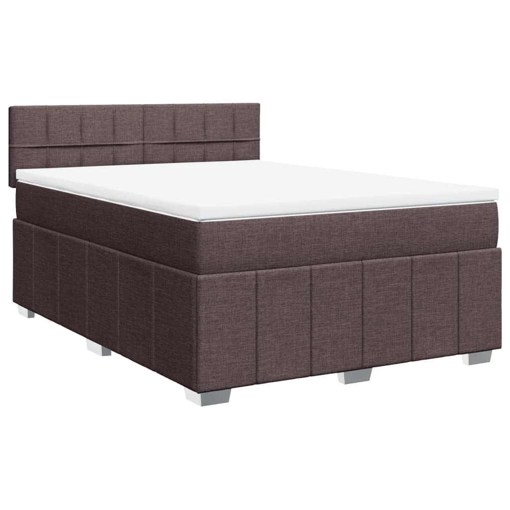 Κρεβάτι Boxspring με Στρώμα Σκούρο Καφέ 160x200 εκ Υφασμάτινο
