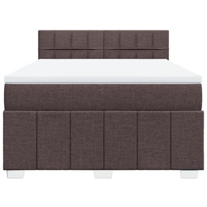 Κρεβάτι Boxspring με Στρώμα Σκούρο Καφέ 160x200 εκ Υφασμάτινο