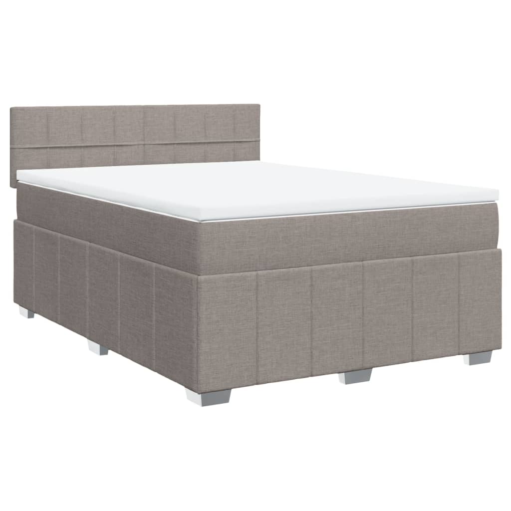 Κρεβάτι Boxspring με Στρώμα Taupe 160x200 εκ. Υφασμάτινο - Pakobazaar