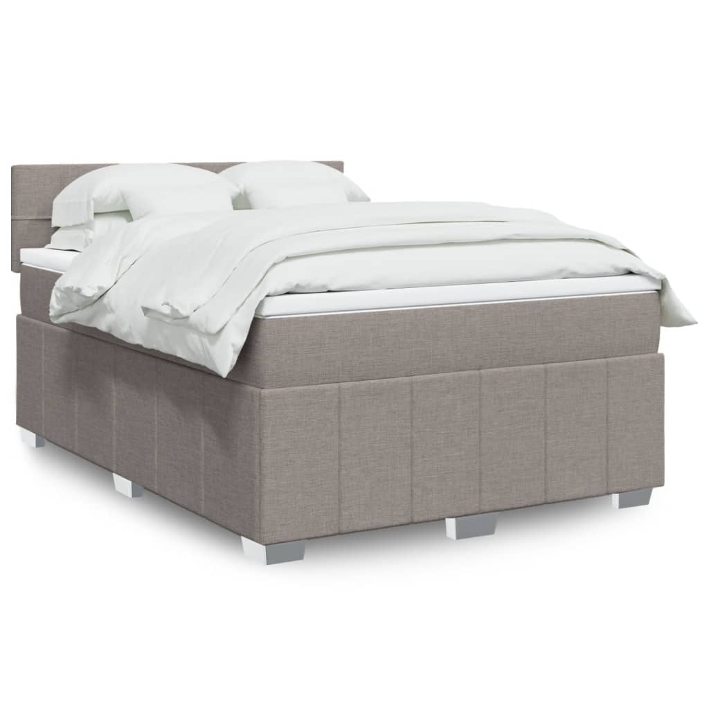 Κρεβάτι Boxspring με Στρώμα Taupe 160x200 εκ. Υφασμάτινο - Pakobazaar