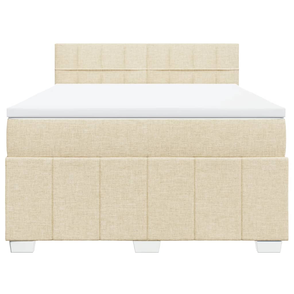 Κρεβάτι Boxspring με Στρώμα Κρεμ 160x200 εκ. Υφασμάτινο - Pakobazaar
