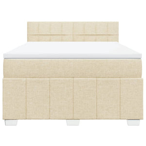 Κρεβάτι Boxspring με Στρώμα Κρεμ 160x200 εκ. Υφασμάτινο - Pakobazaar