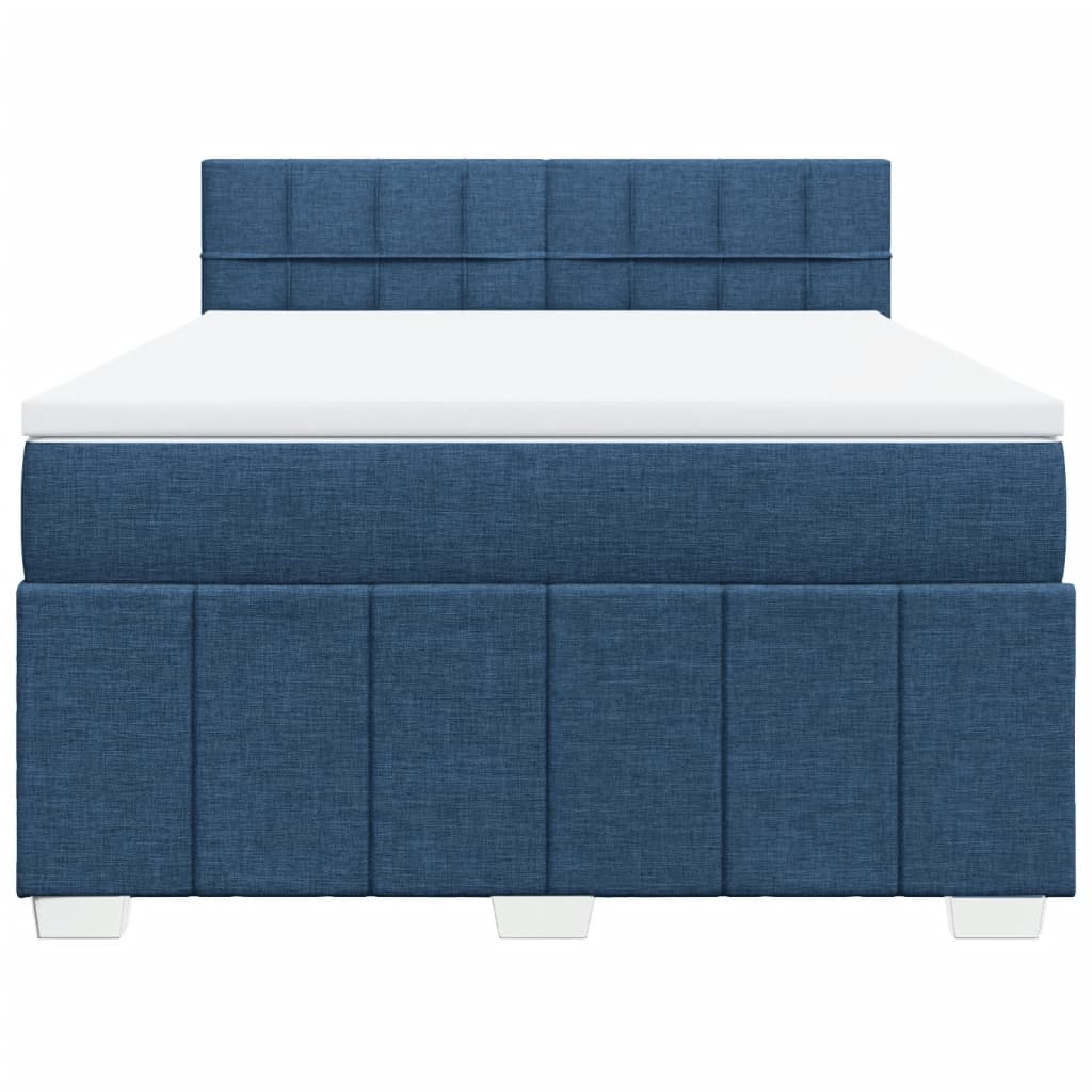 Κρεβάτι Boxspring με Στρώμα Μπλε 160x200 εκ. Υφασμάτινο - Pakobazaar