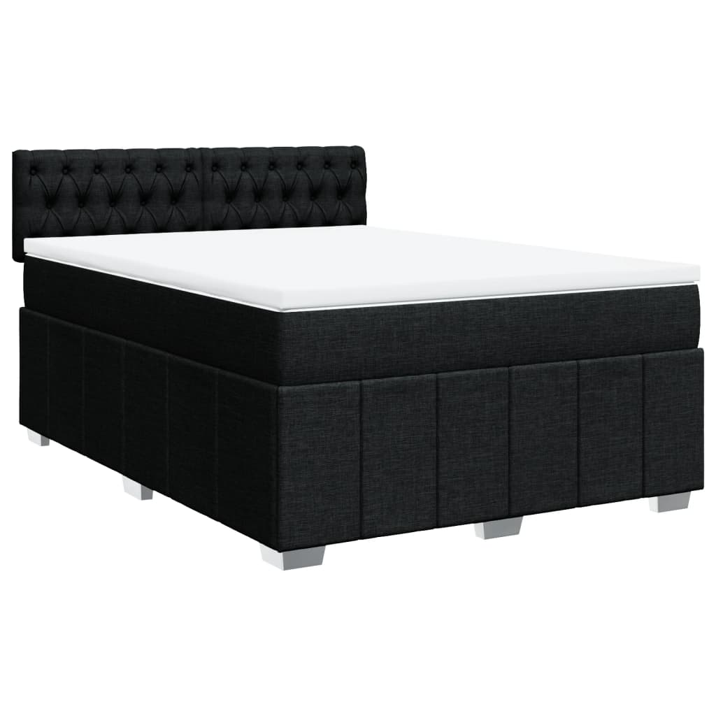 Κρεβάτι Boxspring με Στρώμα Μαύρο 160x200 εκ. Υφασμάτινο - Pakobazaar