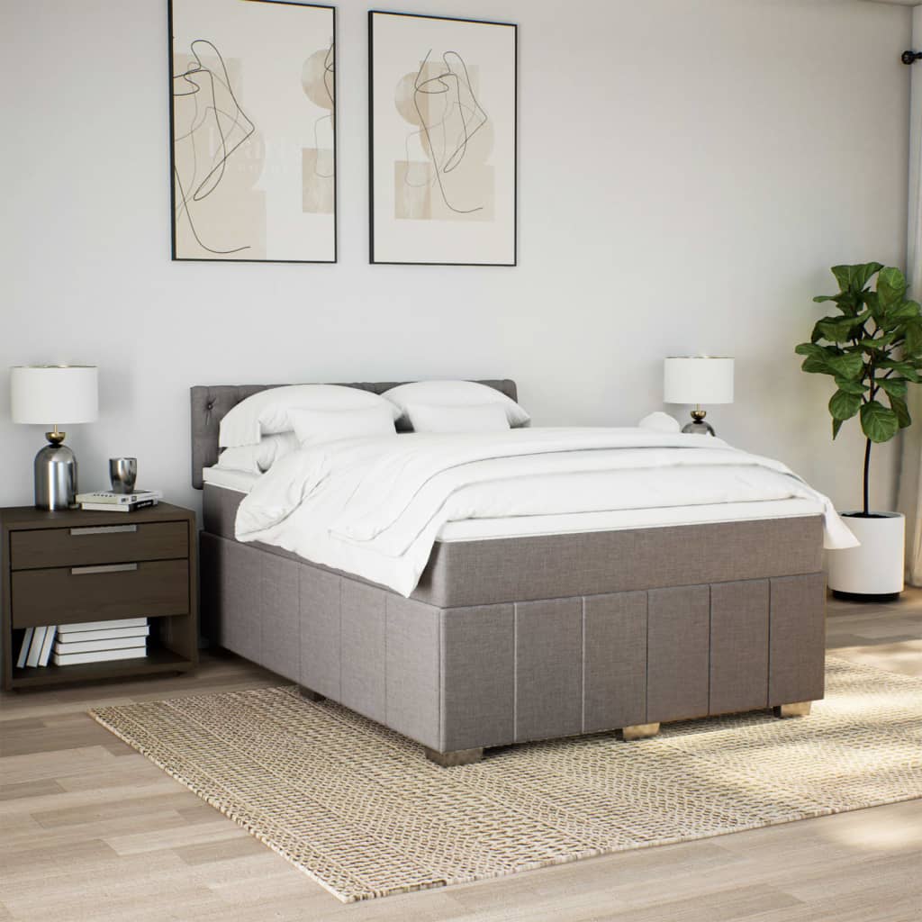 Κρεβάτι Boxspring με Στρώμα Taupe 160x200 εκ. Υφασμάτινο - Pakobazaar
