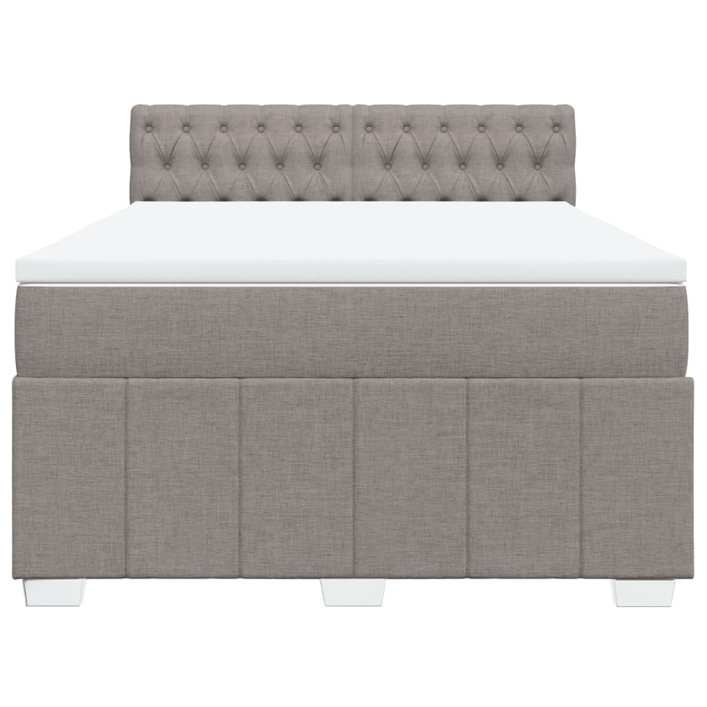 Κρεβάτι Boxspring με Στρώμα Taupe 160x200 εκ. Υφασμάτινο - Pakobazaar