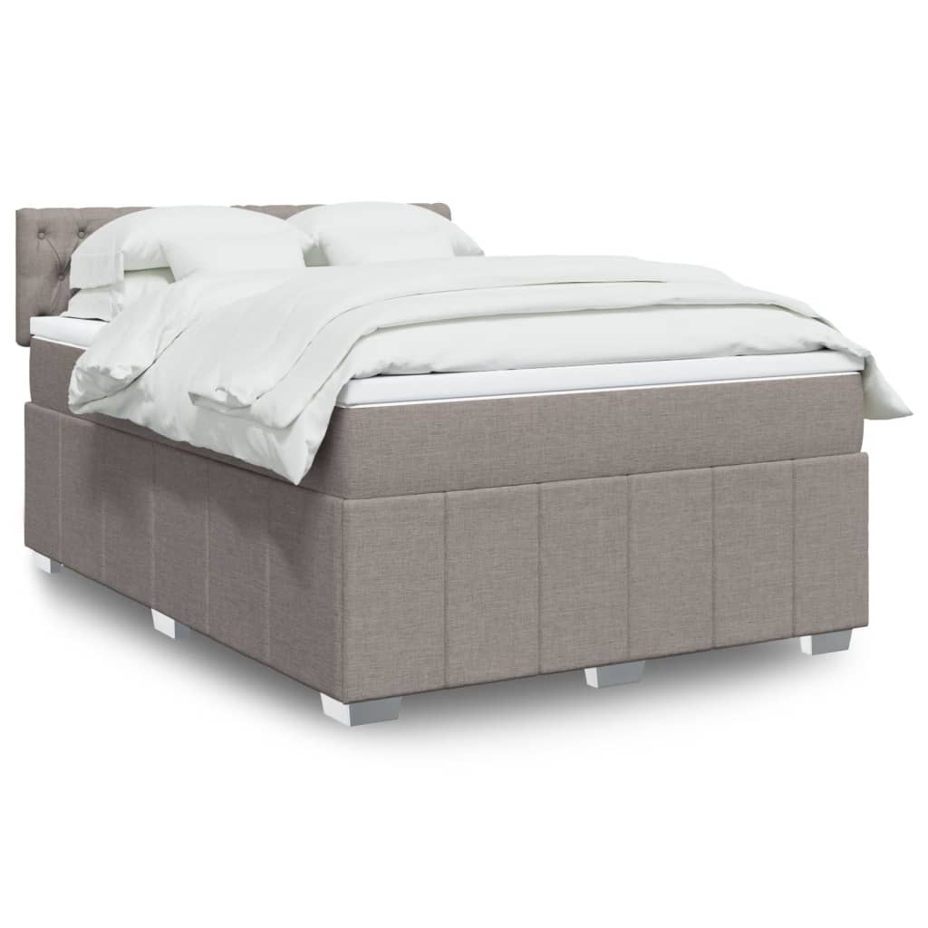 Κρεβάτι Boxspring με Στρώμα Taupe 160x200 εκ. Υφασμάτινο - Pakobazaar