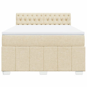 Κρεβάτι Boxspring με Στρώμα Κρεμ 160x200 εκ. Υφασμάτινο - Pakobazaar