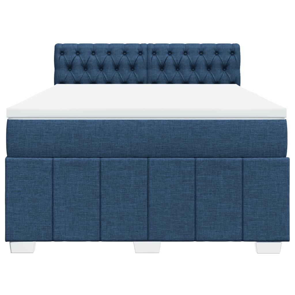 Κρεβάτι Boxspring με Στρώμα Μπλε 160x200 εκ. Υφασμάτινο - Pakobazaar