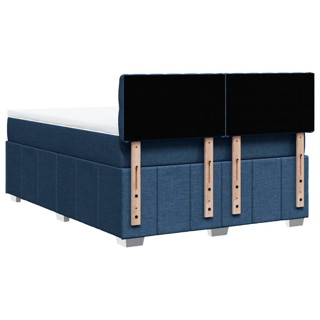 Κρεβάτι Boxspring με Στρώμα Μπλε 160x200 εκ. Υφασμάτινο - Pakobazaar