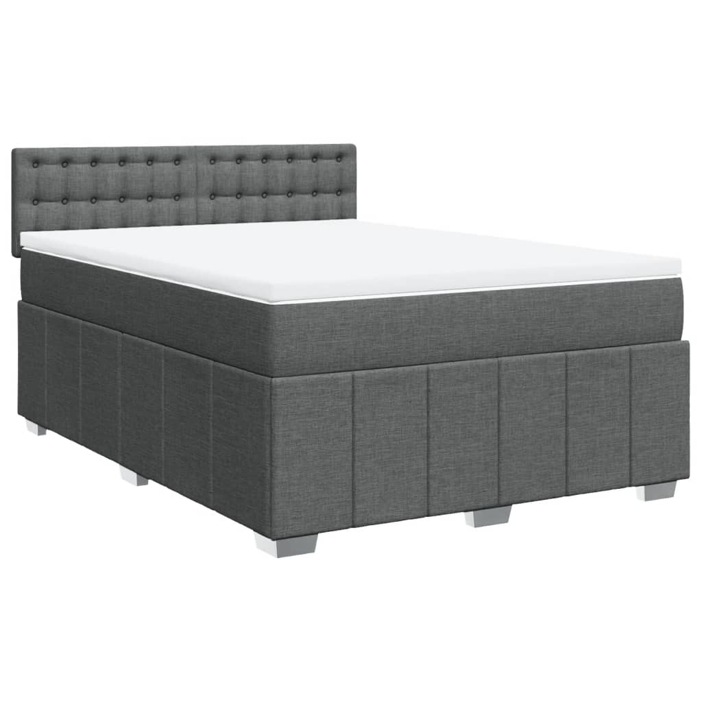 Κρεβάτι Boxspring με Στρώμα Σκούρο Γκρι 160x200 εκ Υφασμάτινο - Pakobazaar