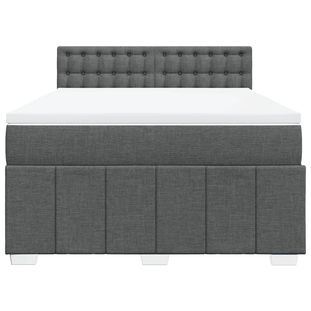 Κρεβάτι Boxspring με Στρώμα Σκούρο Γκρι 160x200 εκ Υφασμάτινο - Pakobazaar