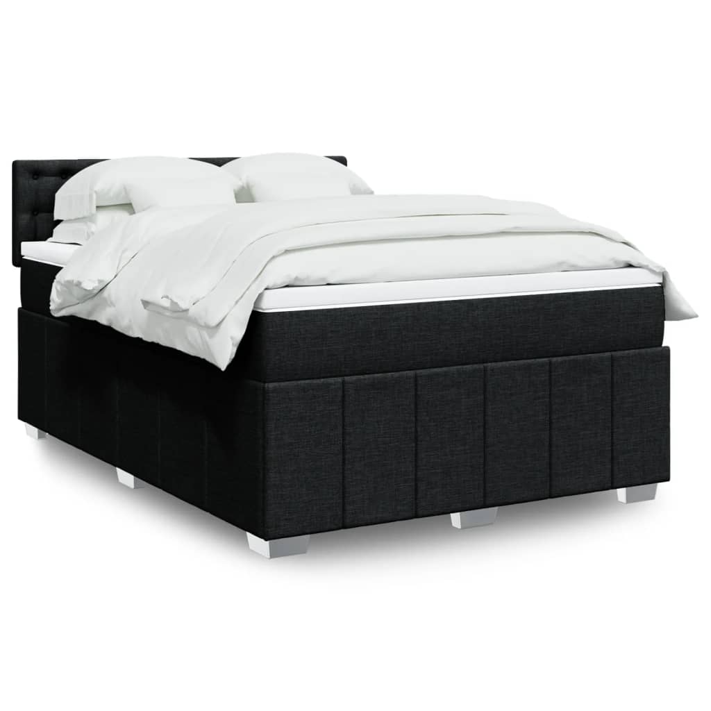 Κρεβάτι Boxspring με Στρώμα Μαύρο 160x200 εκ. Υφασμάτινο - Pakobazaar