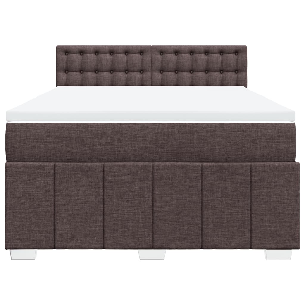 Κρεβάτι Boxspring με Στρώμα Σκούρο Καφέ 160x200 εκ Υφασμάτινο