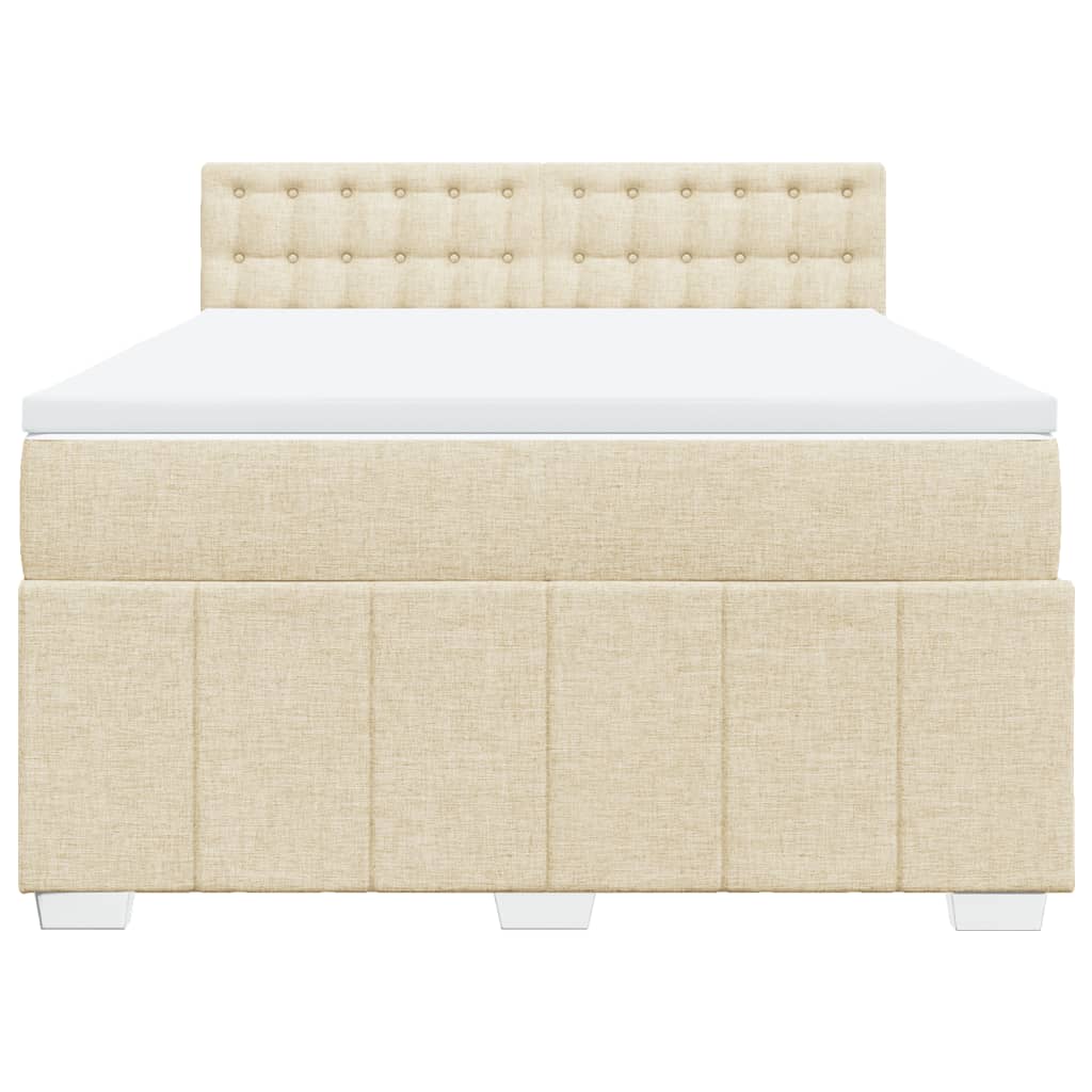 Κρεβάτι Boxspring με Στρώμα Κρεμ 160x200 εκ. Υφασμάτινο - Pakobazaar