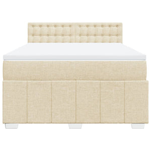 Κρεβάτι Boxspring με Στρώμα Κρεμ 160x200 εκ. Υφασμάτινο - Pakobazaar