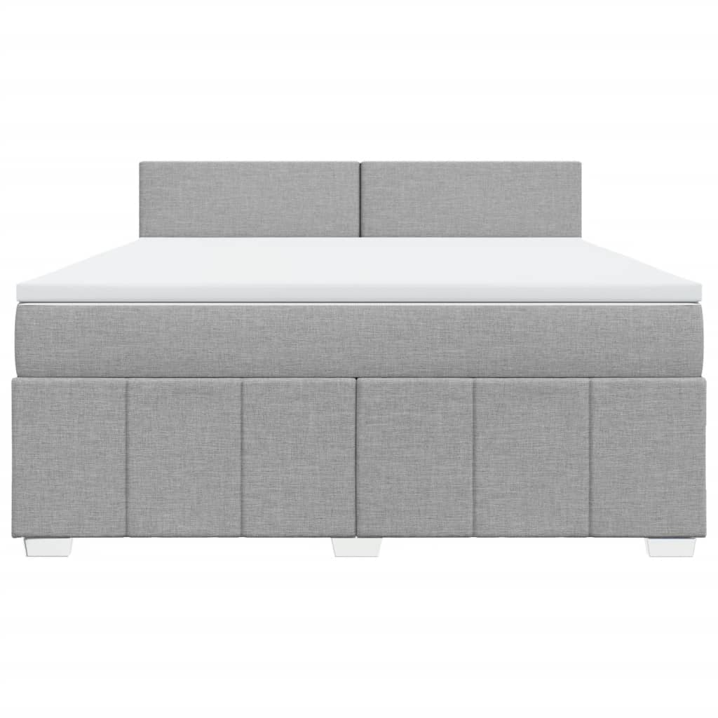 Κρεβάτι Boxspring με Στρώμα Ανοιχτό Γκρι 180x200 εκ. Υφασμάτινο - Pakobazaar