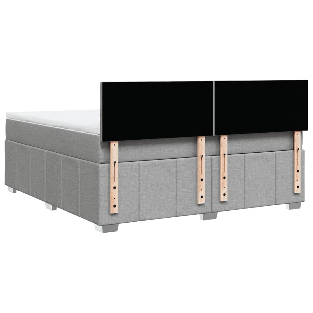 Κρεβάτι Boxspring με Στρώμα Ανοιχτό Γκρι 180x200 εκ. Υφασμάτινο - Pakobazaar