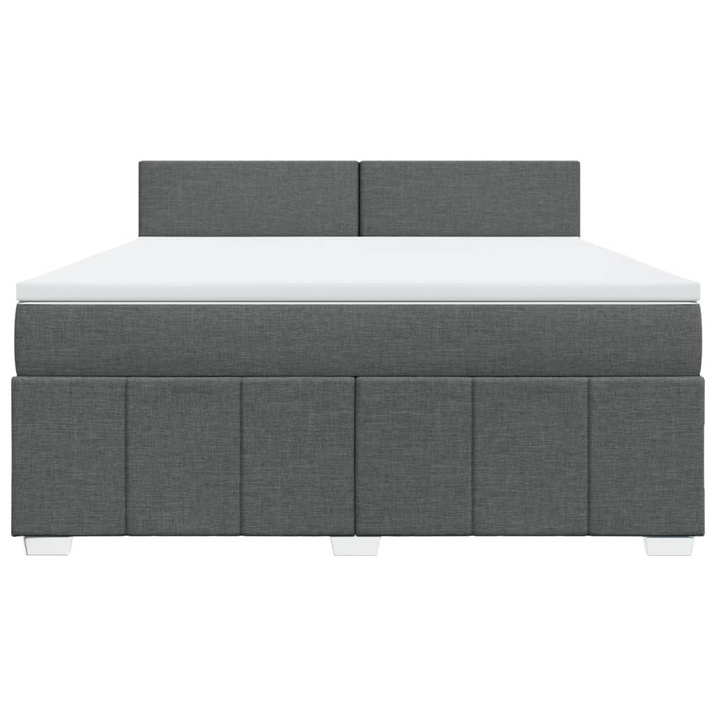 Κρεβάτι Boxspring με Στρώμα Σκούρο Γκρι 180x200 εκ Υφασμάτιν