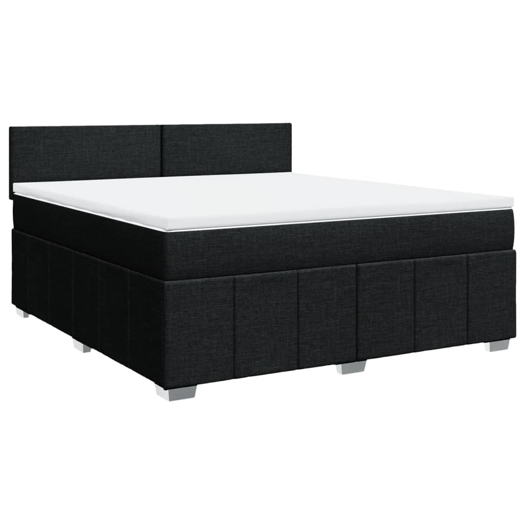 Κρεβάτι Boxspring με Στρώμα Μαύρο 180x200 εκ. Υφασμάτινο - Pakobazaar