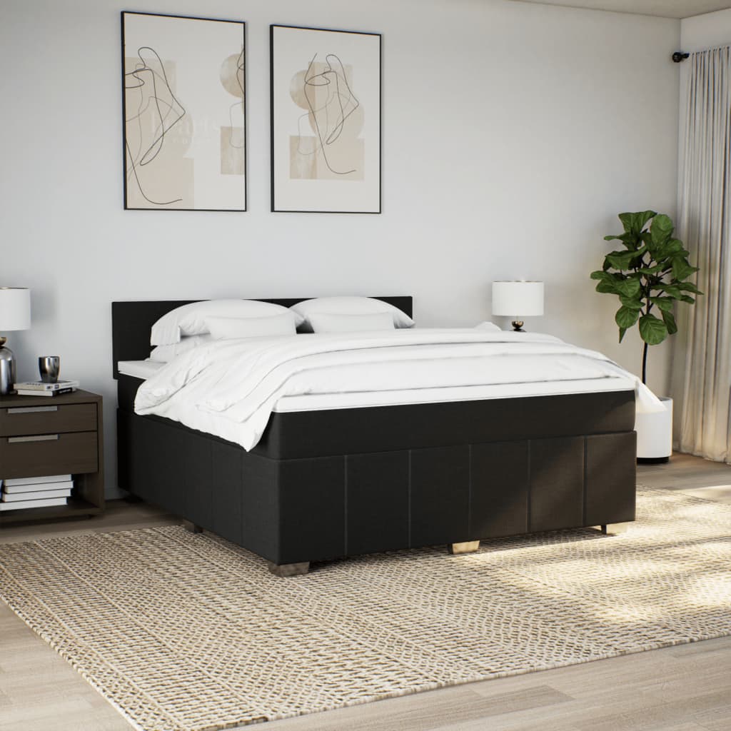Κρεβάτι Boxspring με Στρώμα Μαύρο 180x200 εκ. Υφασμάτινο - Pakobazaar