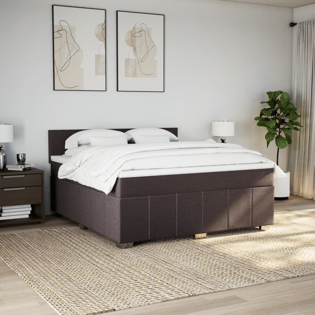 Κρεβάτι Boxspring με Στρώμα Σκούρο Καφέ 180x200 εκ Υφασμάτινο - Pakobazaar