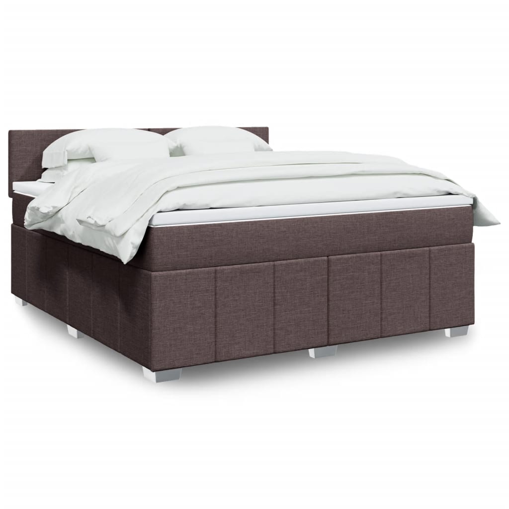 Κρεβάτι Boxspring με Στρώμα Σκούρο Καφέ 180x200 εκ Υφασμάτινο - Pakobazaar